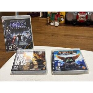 PS3 Games Lot Of 3, Ratchet and Clank , The Last Of Us , Starwars Force Unleash